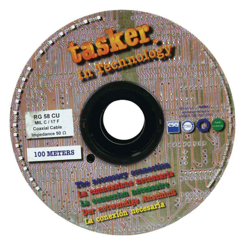 Tasker Tasr-RG58CU Koaxkabel auf Haspel RG58 5,0 mm 100 m Schwarz
