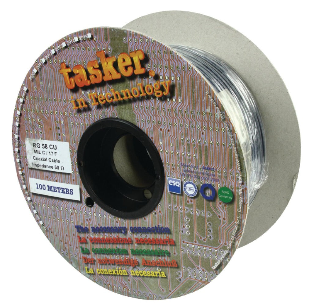 Tasker Tasr-RG58CU Koaxkabel auf Haspel RG58 5,0 mm 100 m Schwarz