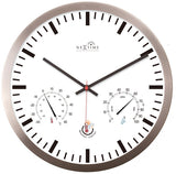 NEXTIME NE-90513WI wall clock + weather station 25cm white RC aluminum