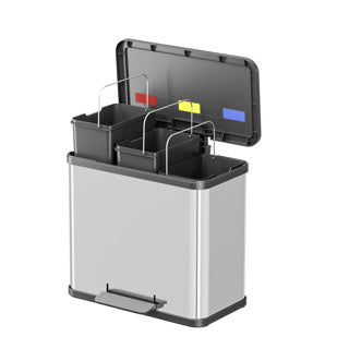 Hailo 0633-200 Öko Trio Plus L Pedal Bin 3x9L de acero inoxidable Negro