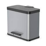 Hailo 0630-220 Öko Duo Plus L Pedalmin 17+9L Rustfrit stål sølv