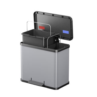 Hailo 0630-220 Öko Duo Plus L Pedalmin 17+9L Rustfrit stål sølv