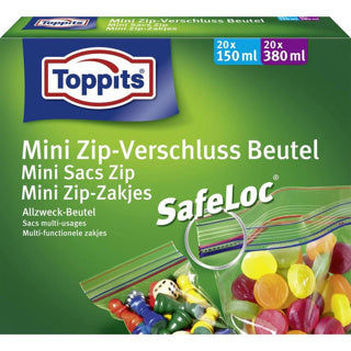 Toppits mini zip-zakjes safeloc 150 ml 380 ml 40 stuks