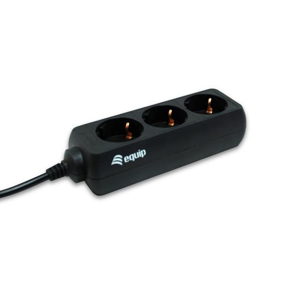 Equip 333280 3 -Outlet Power Strip, 1.1 m, 3 AC Outlet (s) Type F, Black, CE, 220 - 240 V