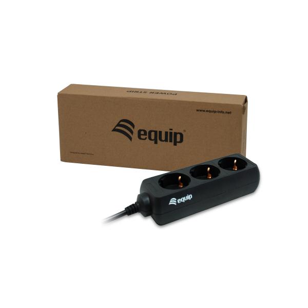Equip 333280 3 -Outlet Power Strip, 1.1 m, 3 AC Outlet (s) Type F, Black, CE, 220 - 240 V
