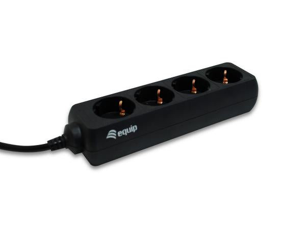 Utstyr 333281 Power Strip IEC -kontakt med 4 x Schuko -stikkontakt, type F, 100 - 240 V, 50 - 60, 1,1m