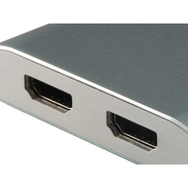 Wyposaż się 133464 USB typu C do 2x HDMI Adapter, 2160p@30 Hz, USB3.1 Gen1, Grey