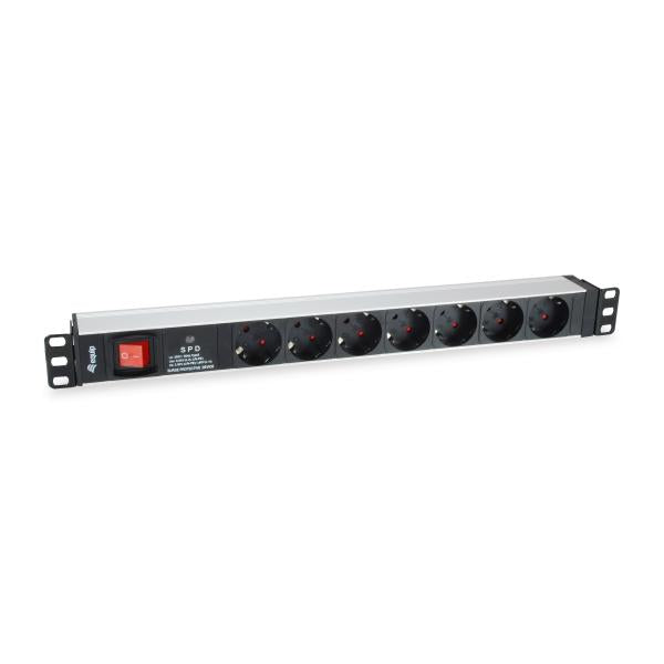 Équipement 333309 Unité de distribution d'alimentation allemande à 7-outlet W Protection sur les surtensions + commutateur, type F, 1,5 mm²