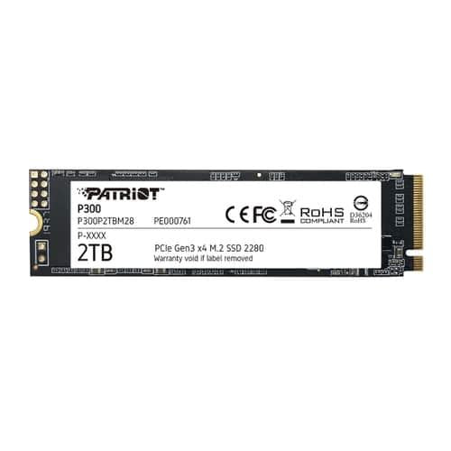 Patriot P300P2TBM28 P300 SSD, 2TB, M.2 2280, PCIE 3x4, NAND, HMB Cache, 2100 1650 MB S, 290K IOPS