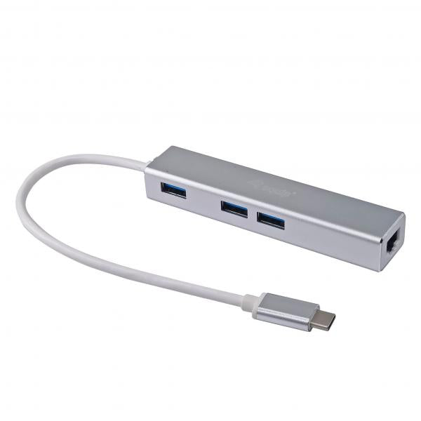 Opremite 133481 USB-C do 3-pristanišče USB 3.0 Hub z gigabitnim adapterjem