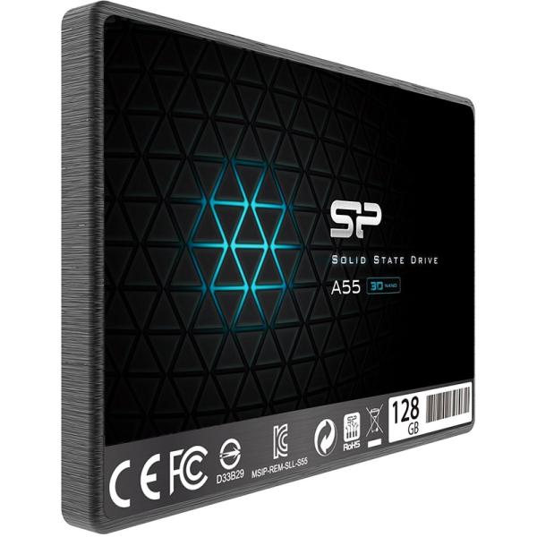 Silicon Power SP128GBSS3A55S25 ACE A55 SSD, 128GB, 7mm 2.5inch, SATA3, 3D Nand, SLC Cache