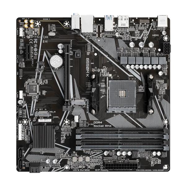 Gigabyte B550M K, AMD, Socket AM4, B550, DDR4, Dual PCIe 4.0 3.0 M.2