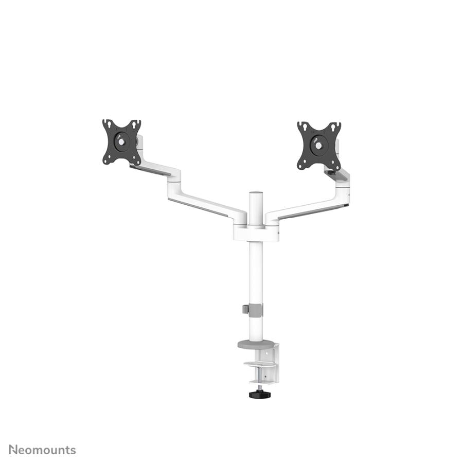 Neomounts DS60-425WH2 Desk-Mount, 2x 27 tommer 8 kg, vippe roter svingbar, 100x100 mm, hvit