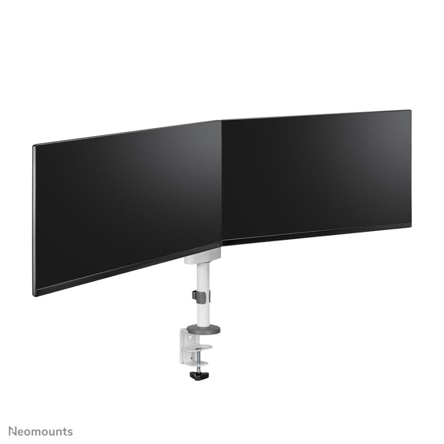 Neomounts DS60-425WH2 Desk-Mount, 2x 27 tommer 8 kg, vippe roter svingbar, 100x100 mm, hvit