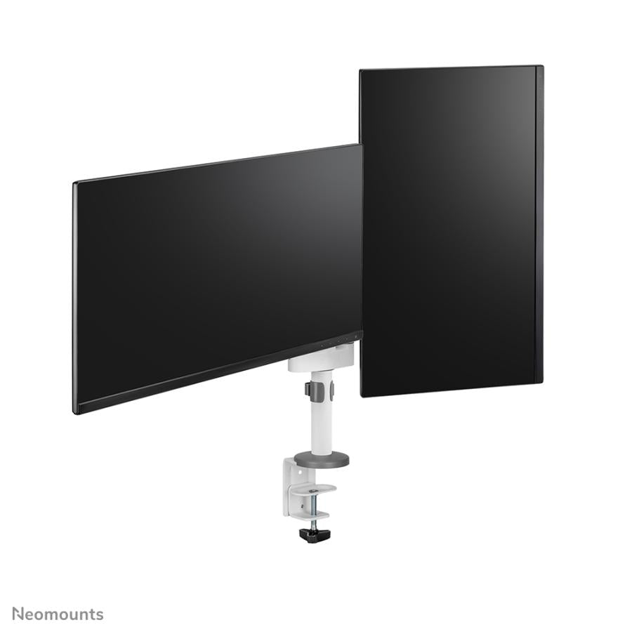 Neomounts DS60-425WH2 Desk-Mount, 2x 27 tommer 8 kg, vippe roter svingbar, 100x100 mm, hvit