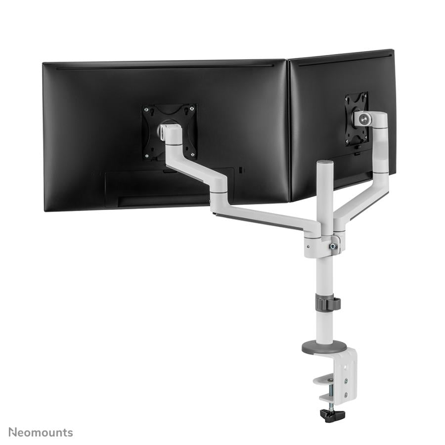 Neomounts DS60-425WH2 Desk-Mount, 2x 27 tommer 8 kg, vippe roter svingbar, 100x100 mm, hvit