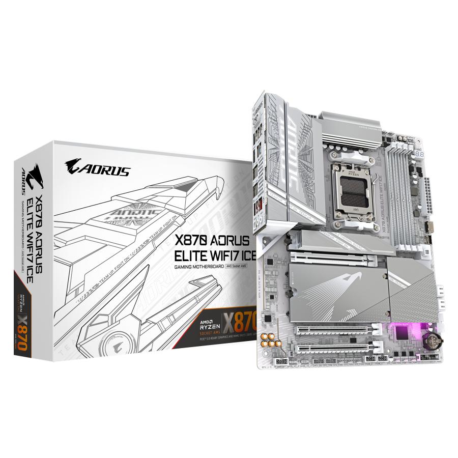Gigabyte X870 A Elite WF7 Ice Rev 1.0, ATX, AMD AM5, X870, 4X DDR5, USB4, 2,5 GBE, Wi-Fi 7, PCIE 5
