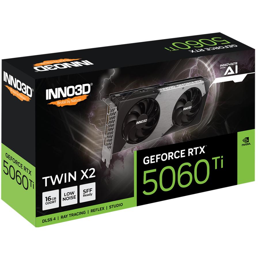Inno3D N506T2-16D7-191073N GeForce RTX 5060 TI Twin X2 16GB, 16 GB, GDDR7, 128-BIT, 448 GB S, PCIE5