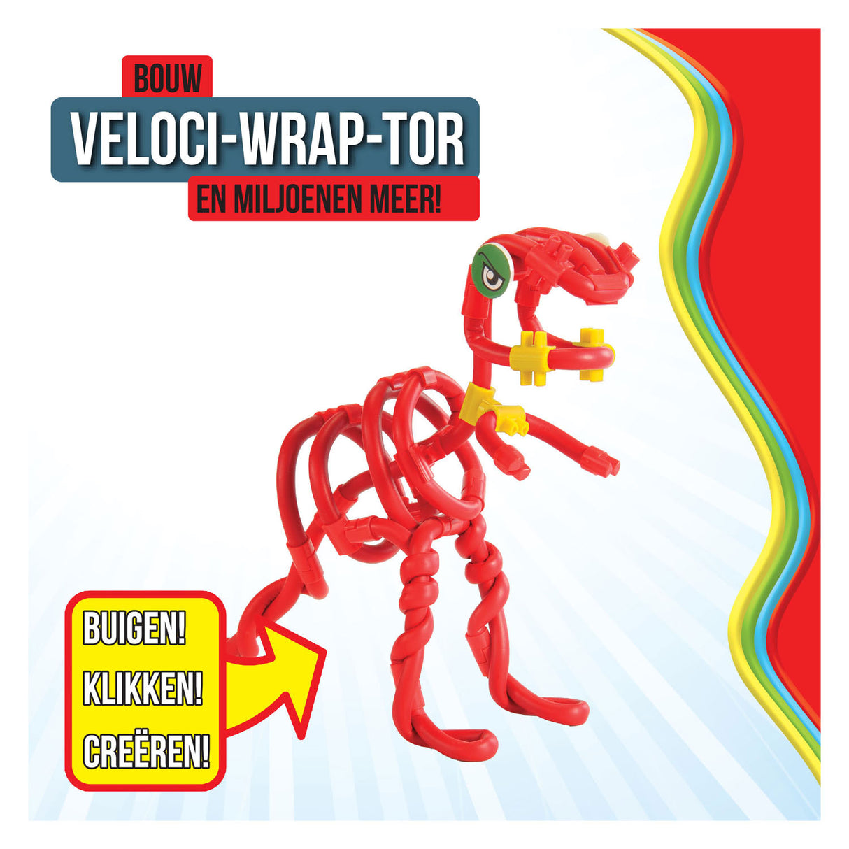 CLICS SPAGHETTEEEZ Velociraptor flexibla byggstänger, 34dlg.
