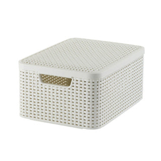Curver style basket 18l m lid vintage white