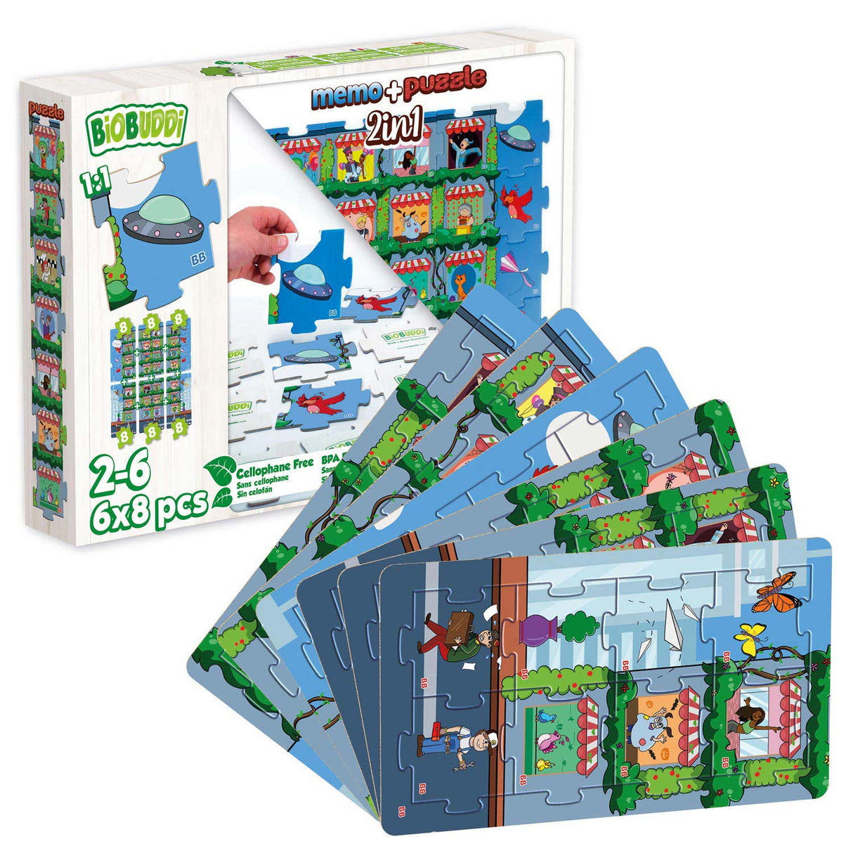 Biobuddi 2in1 Puzzle und Memo -Stadtleben