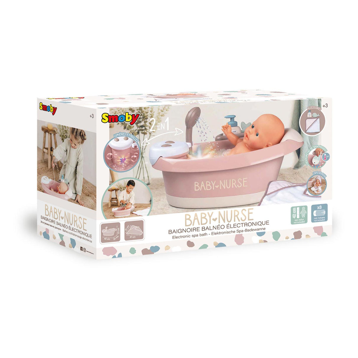 Smoby - Baby Nurse Bath s funkcemi a příslušenstvím 3DLG.