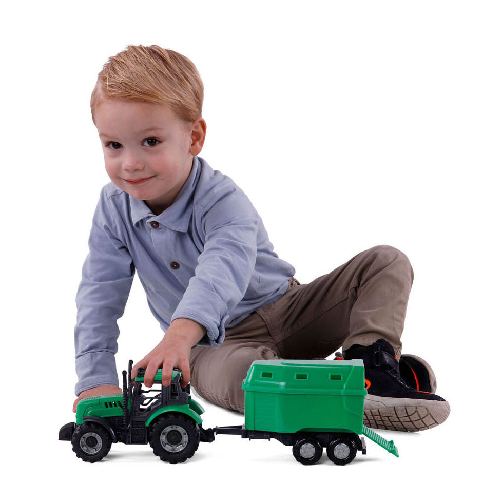 Tractor Cavallino con remolque de caballo verde, Escala 1:32