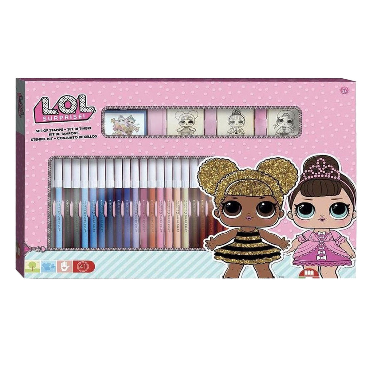 Set di colori a sorpresa multiprint con francobolli, 41dlg.