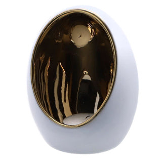 Tealight Holder Pim S Gold White Earthw 9,5x9,5 x12,5cm