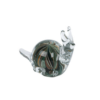 Sculpture Snail Brown Green Glass 12.5x6.5x9.5cm