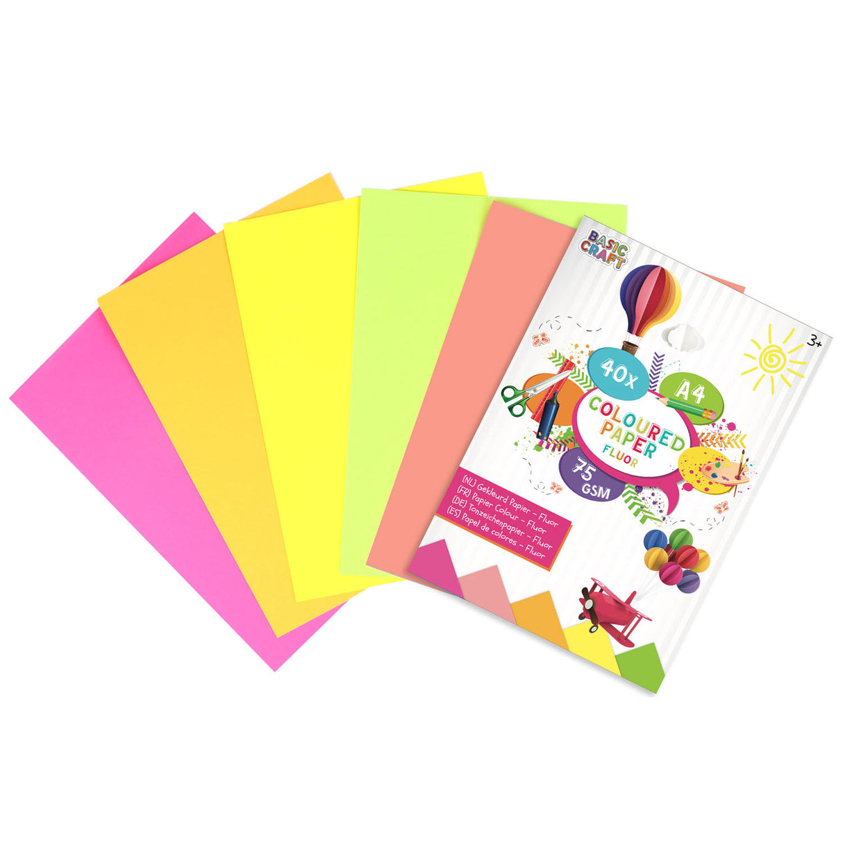 Papier d'artisanat créatif coloré papier A4, 40 feuilles