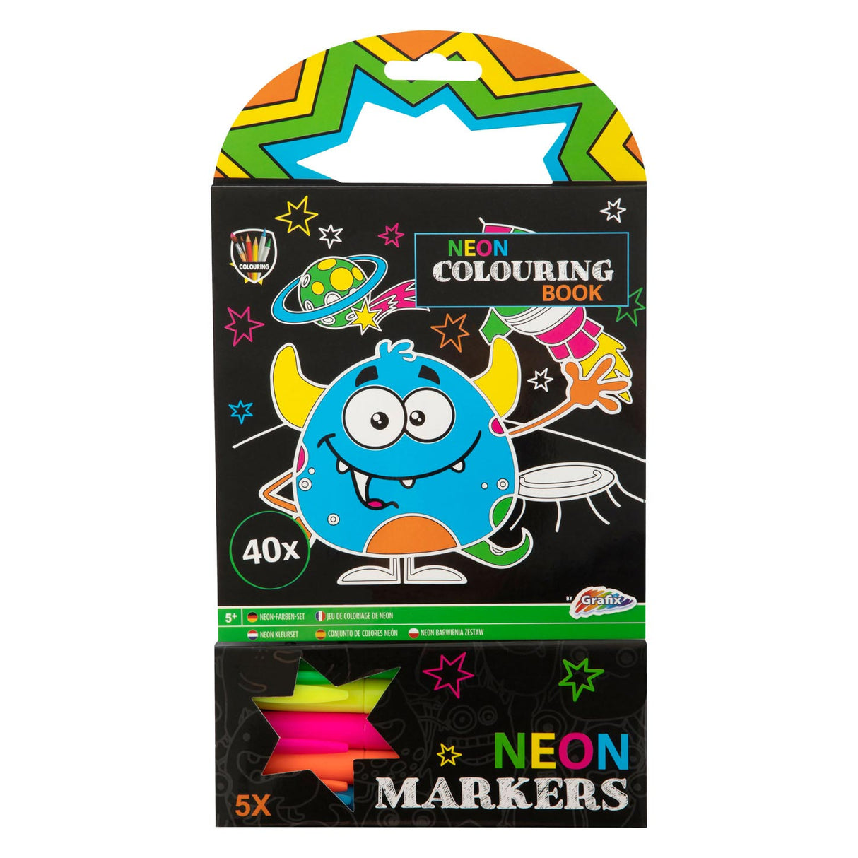 Grafix Colorbook Neon s raketou 5 značek