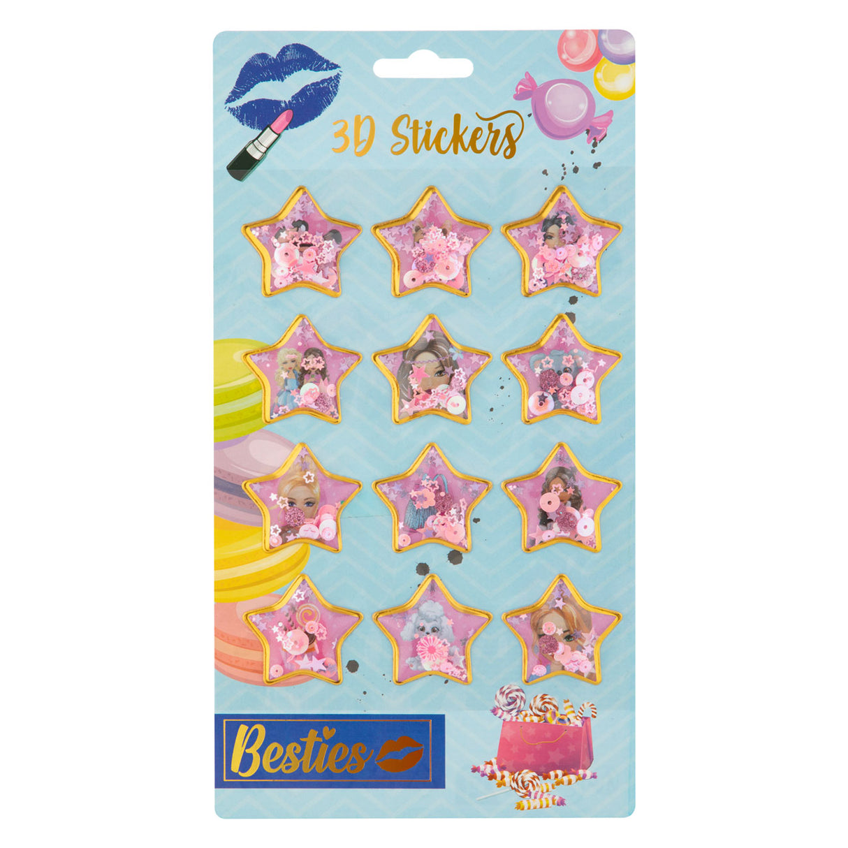 Besties 3D sticker sheet, 12st.