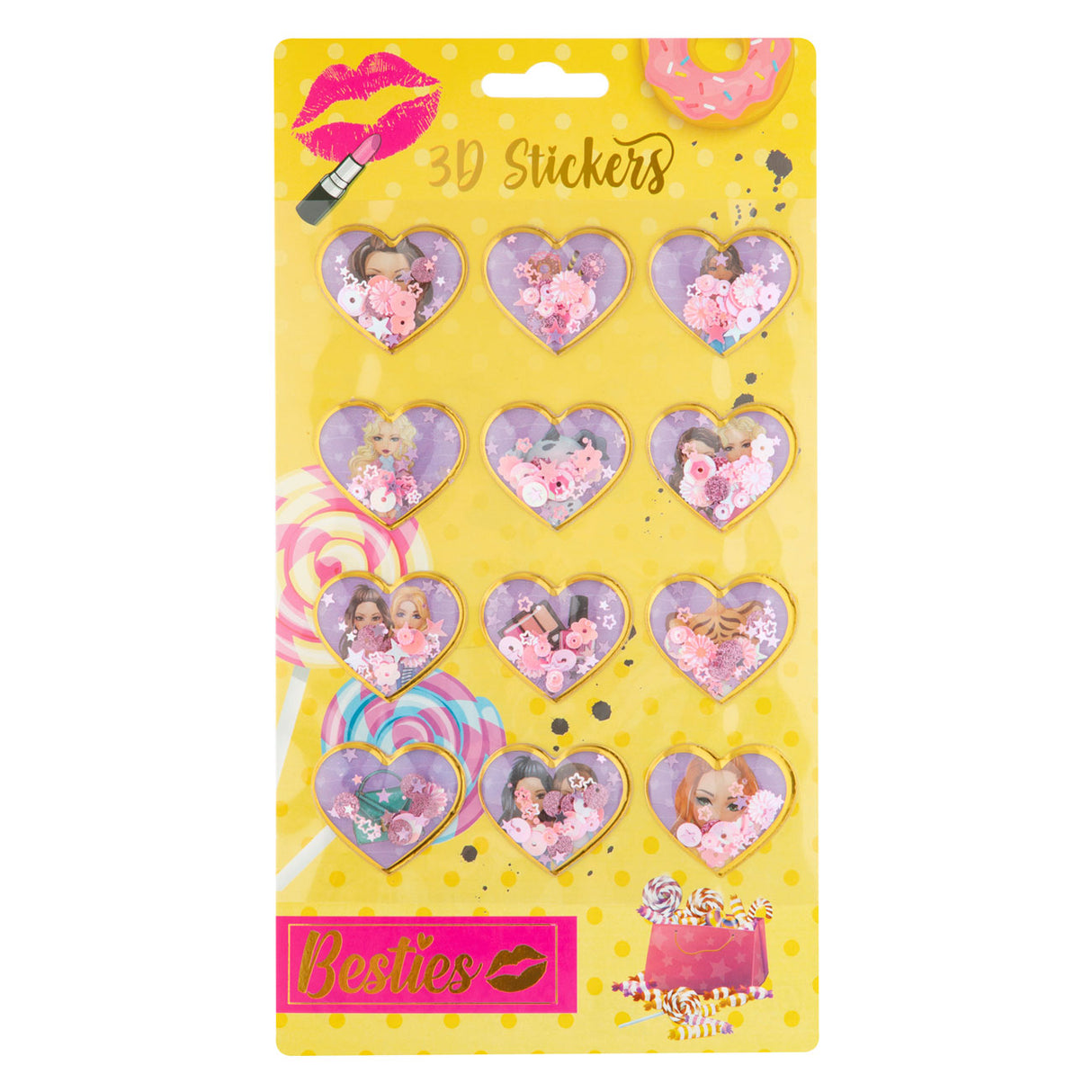 Besties 3D sticker sheet, 12st.