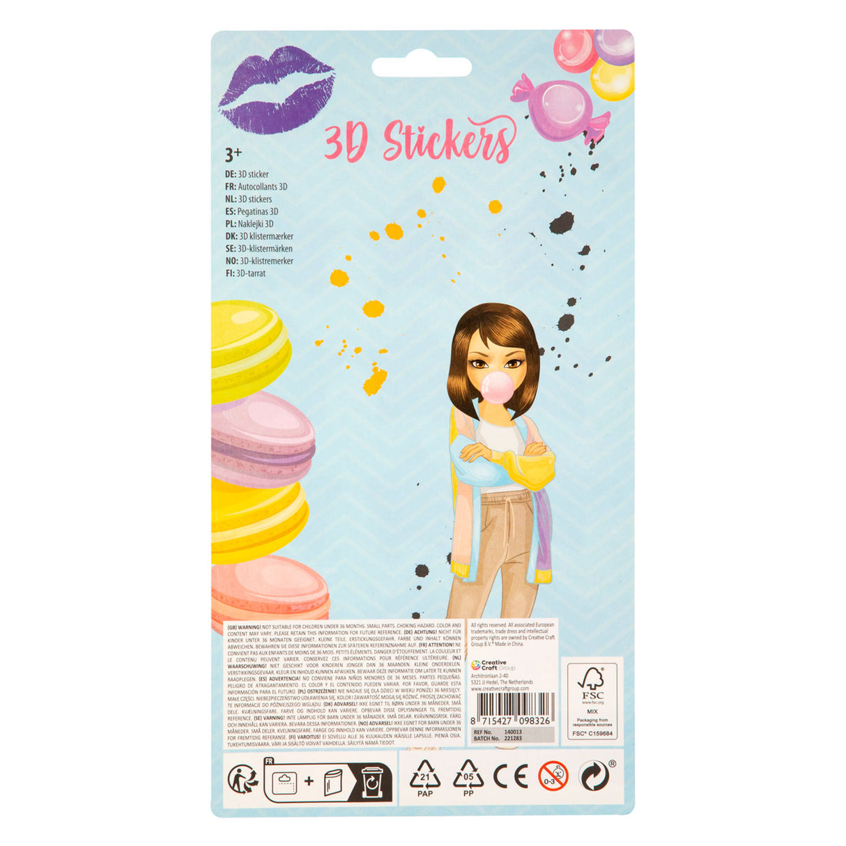 Besties 3D sticker sheet, 12st.