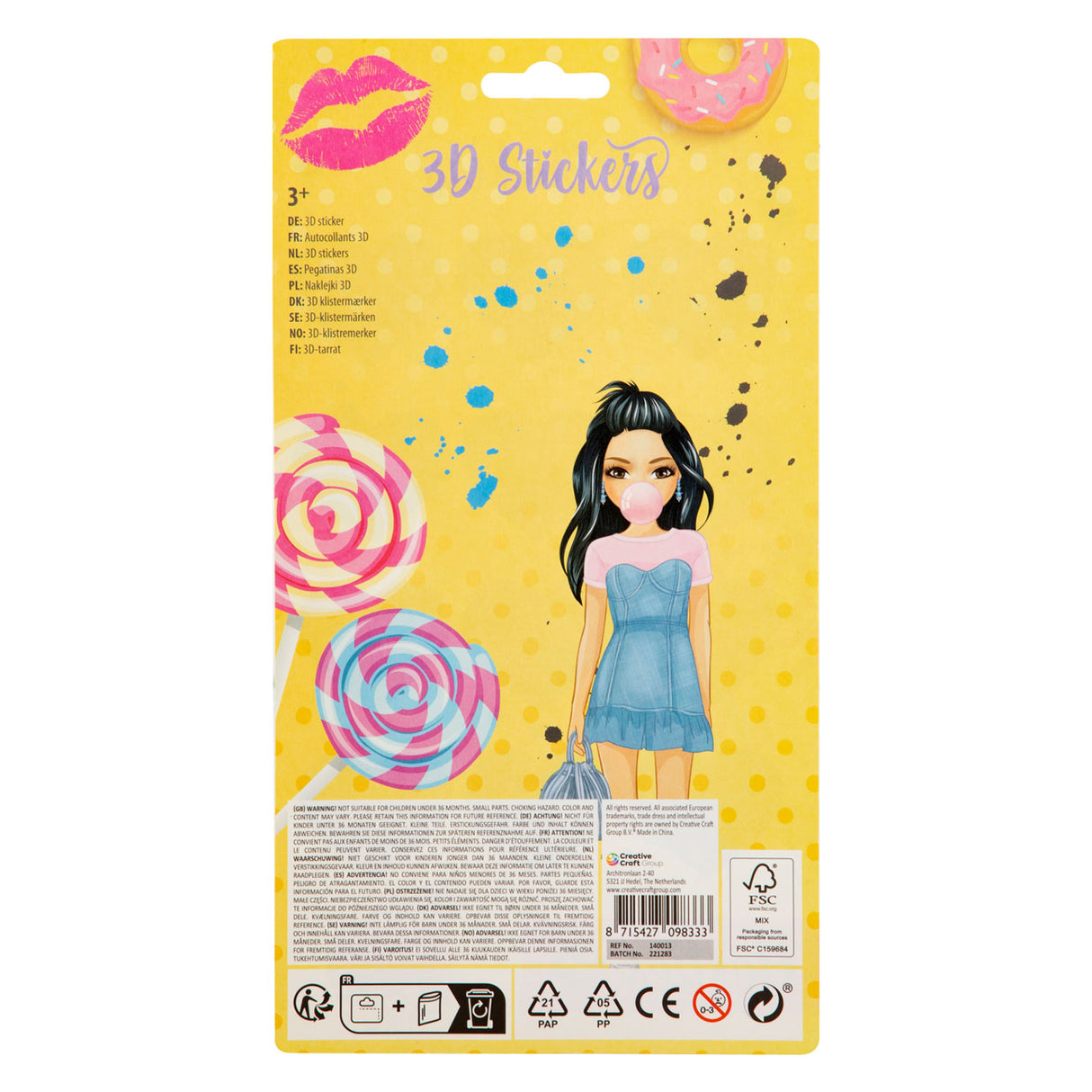 Besties 3D sticker sheet, 12st.