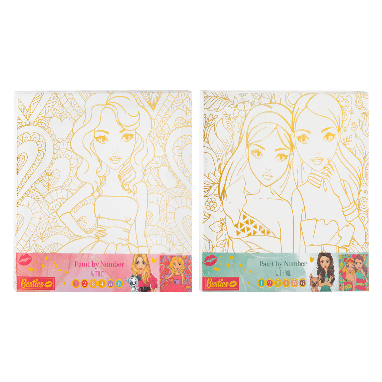 Besties canvas paint at number, 30x30cm
