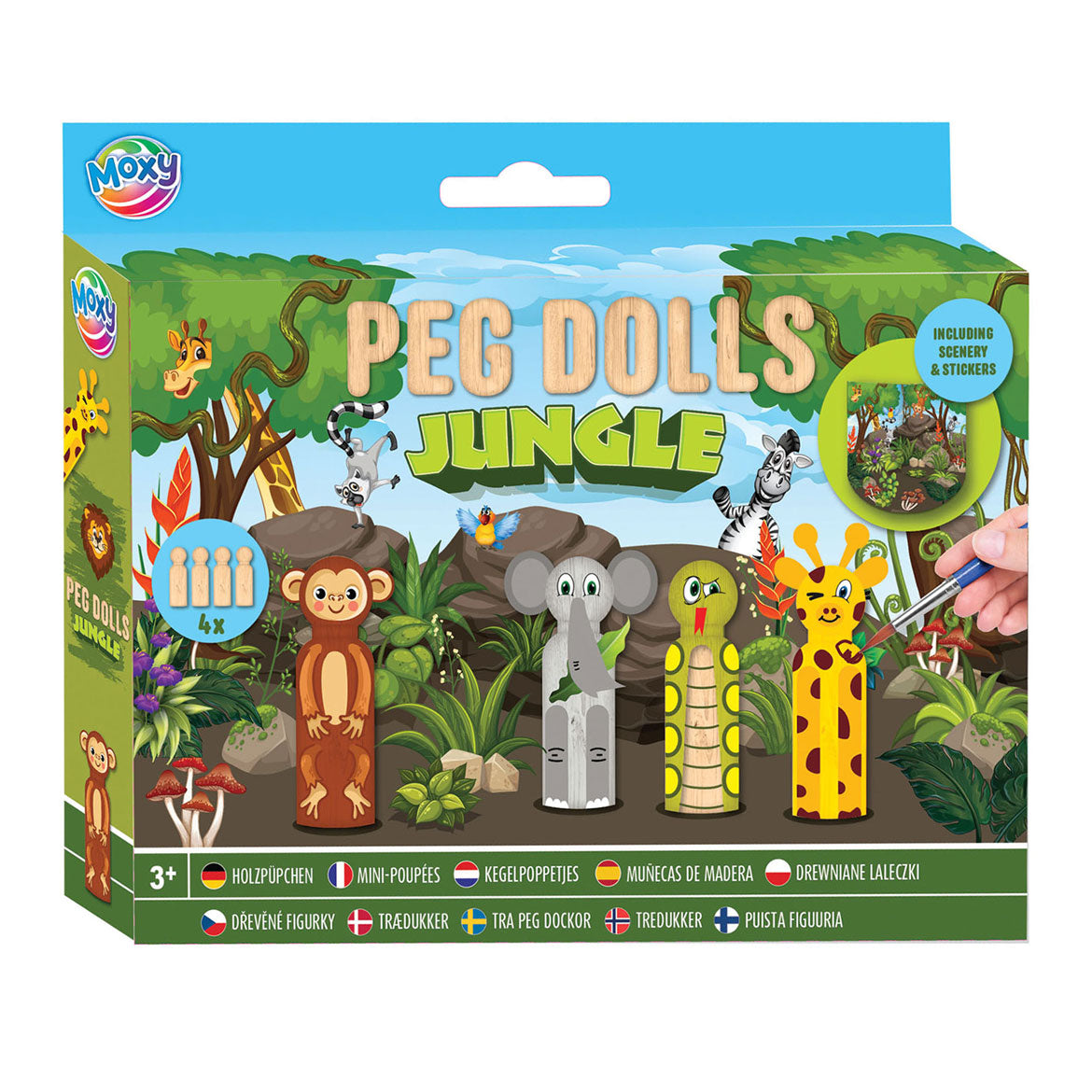 Groupe d'artisanat créatif en bois Kegel Dolls Craft Set - Jungle
