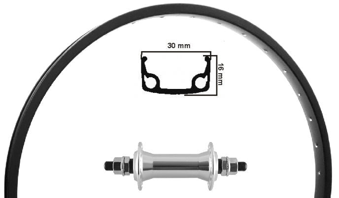 KGS forhjul 26 (47-559) Sort sort leen cykel rustfrit stål spaak