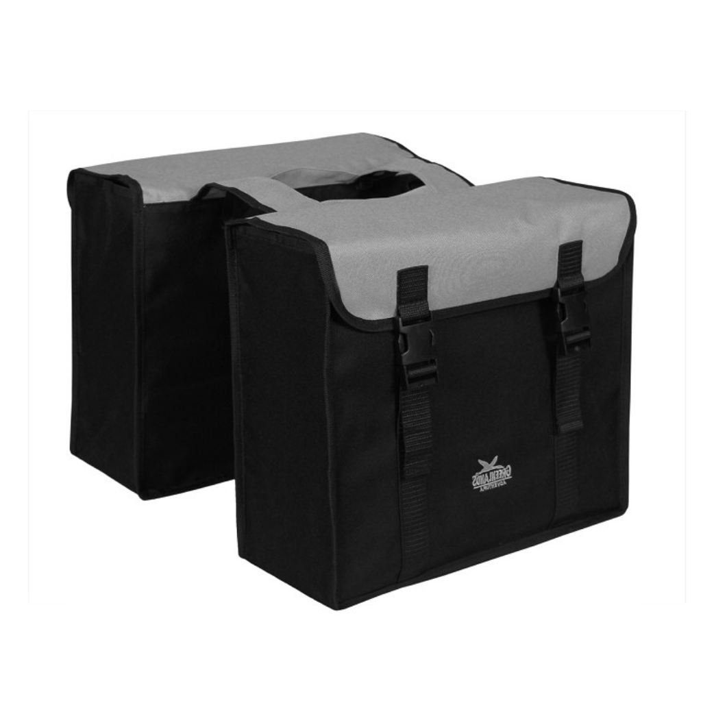 Sac double du Groenlands, noir-gris. Dimensions 38x34x13cm. Contenu total 35L