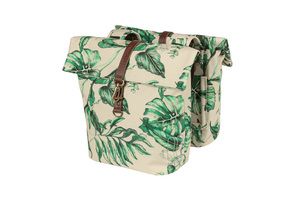 Basil Ever-Green Double Bicycle Bag, Recycled PET, Water retaining folding, Unisex, Bicycle, Sandshell Beige