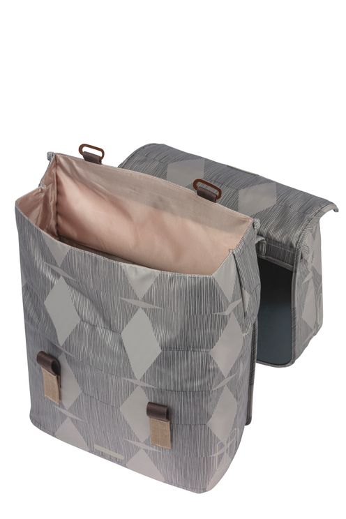 Basil Elegance Double Bicycle Bag, Recycled Pet, Water Shearing, Mik, Black, 40-49L