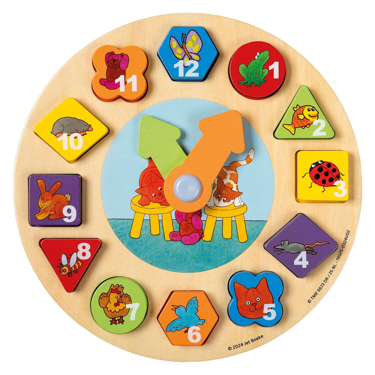 Bambolino Toys Dikkie Dik Wooden Learning Clock, 12dlg.