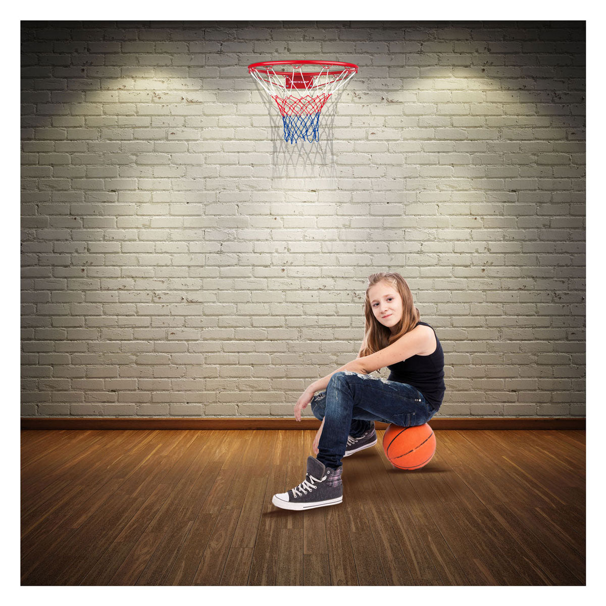 Dunlop basketball ring with net