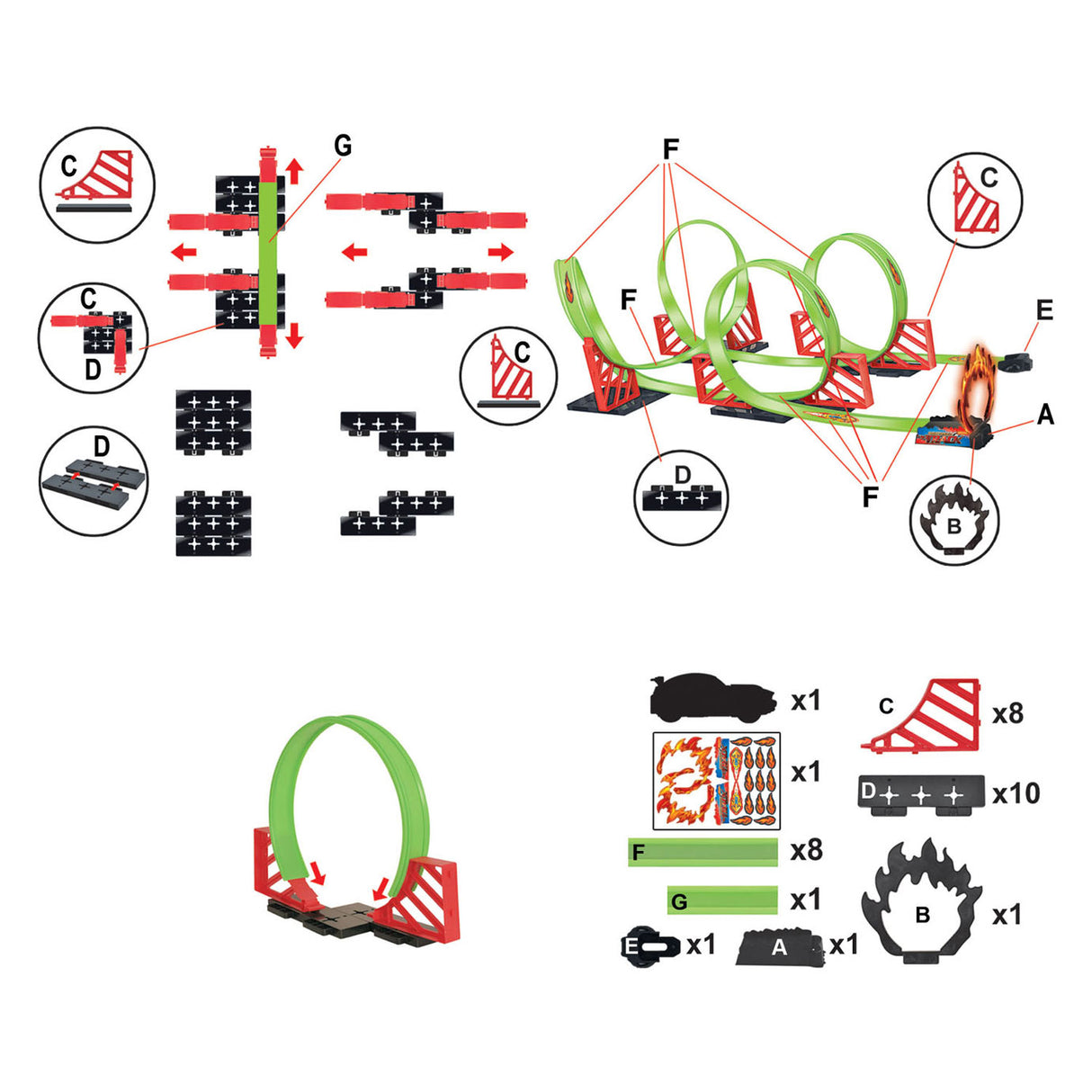 Race track looping with pull-back 360 car, 32dlg.