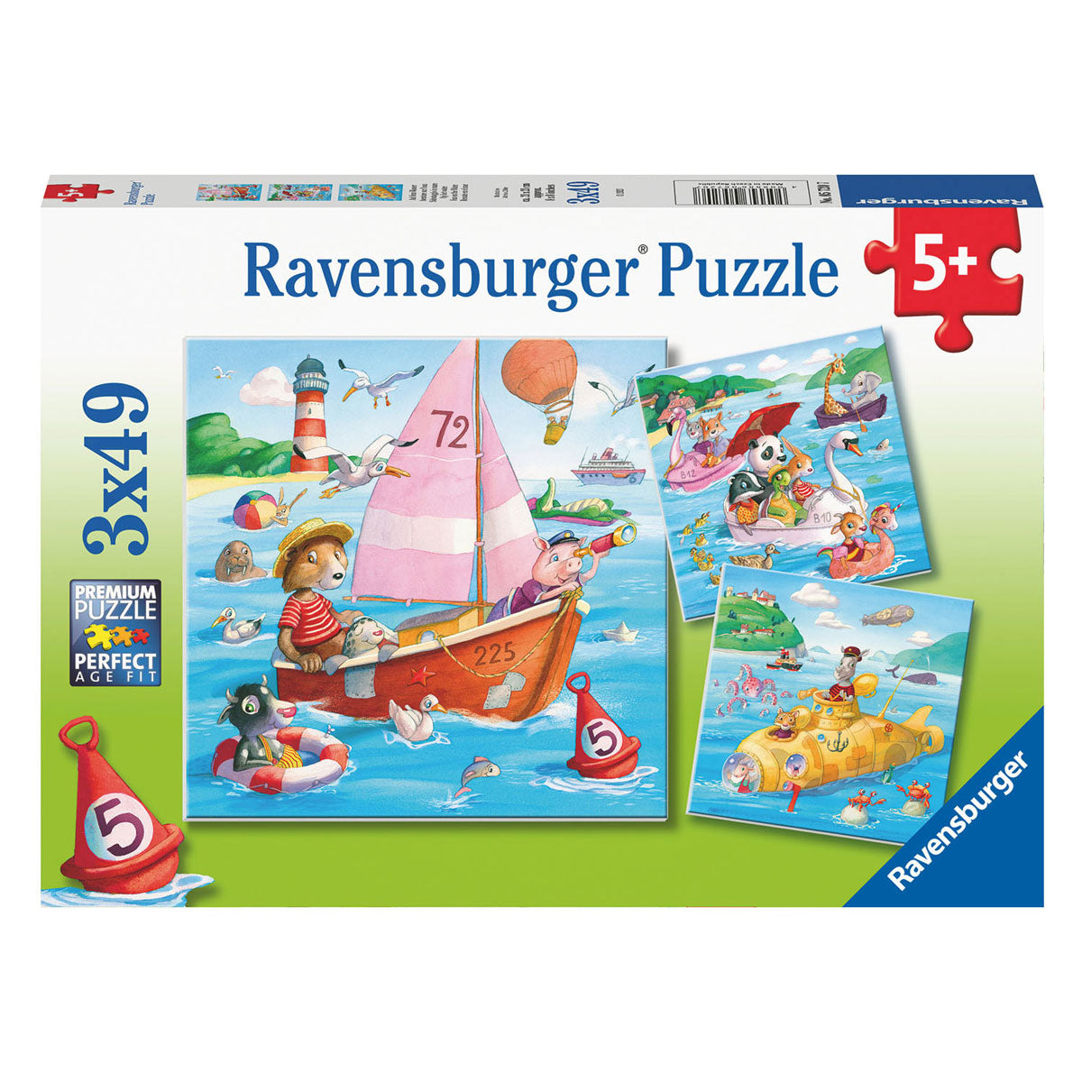 Ravensburger - pojazdy wodne grają puzzle 3x49st.