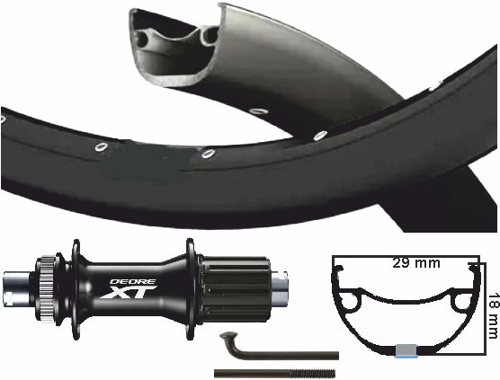 KGS Shimano XT bakhjul 28 29 tommer (622) Svart 8-11 Speed ​​Centerlock Thru Axxle