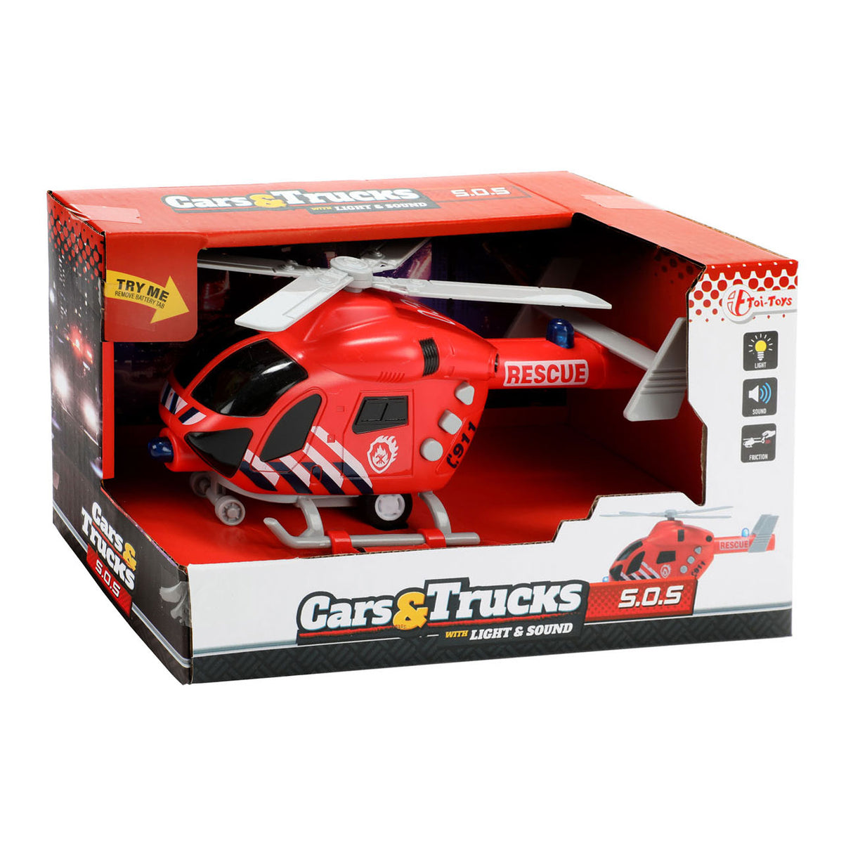 TOI-TOYS Fire Brigade Helicopter With Light and Sound