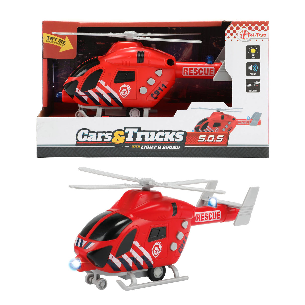 TOI-TOYS Fire Brigade Helicopter With Light and Sound