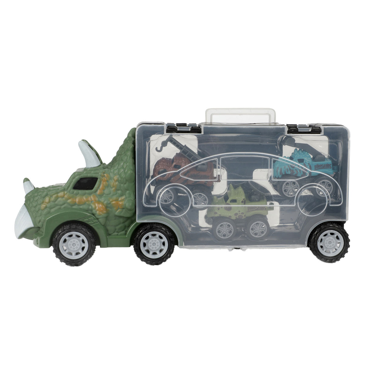 Welt vun Dinosaurier Dinotruck mat 3 Pull-Réck Autoen